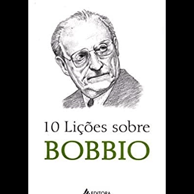 Livro 10 Lições sobre BOBBIO com ilustração de homem e texto na capa