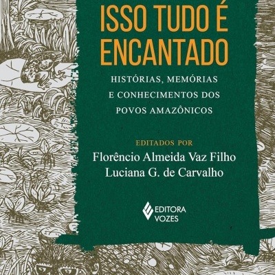 Capa de livro com ilustrações de floresta amazónica e texto do título e autores