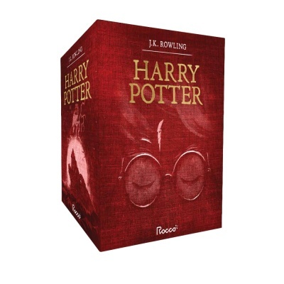 Caixa vermelha texturizada de colecção Harry Potter com óculos e cicatriz