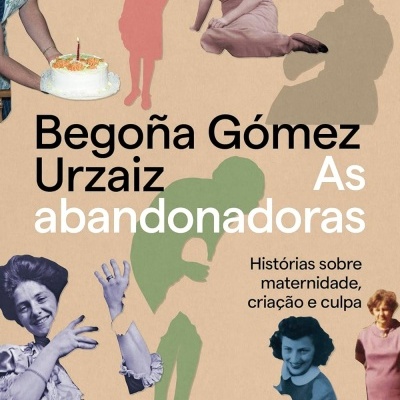 Capa de livro com fotos recortadas de mulheres, silhuetas coloridas e texto do título e autor.