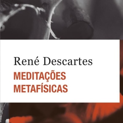 Capa do livro Meditações Metafísicas de René Descartes com design abstrato em preto e branco