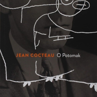 Capa de livro Jean Cocteau O Potomak com fotografia e ilustrações abstratas em branco.