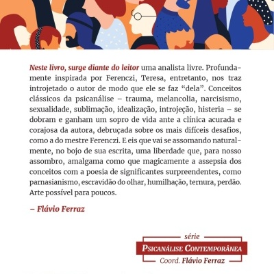 Contracapa de livro com silhuetas coloridas de pessoas e texto em português, código de barras, QR code e logo Blucher.