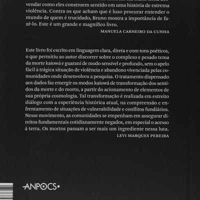 Contracapa de livro preta com texto branco e logos diversos
