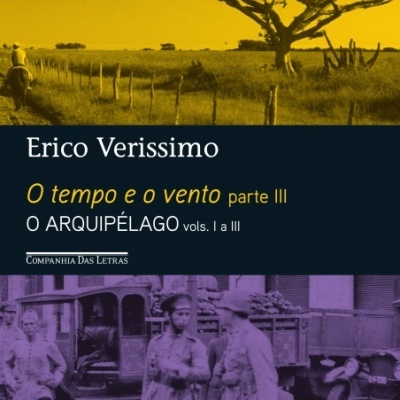 Capa de livro O tempo e o vento parte III de Erico Verissimo com imagens rurais e militares