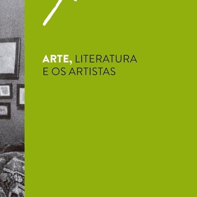 Capa de livro verde com texto e imagem em preto e branco de uma sala com sofá e quadros