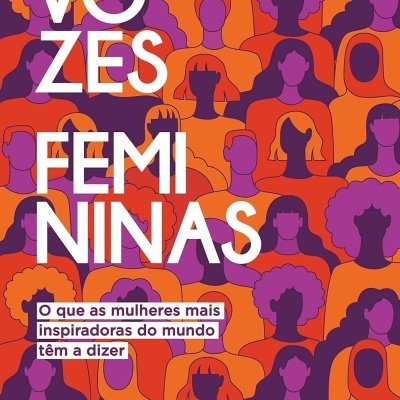 Capa de livro com ilustrações estilizadas de pessoas em laranja e roxo e texto branco