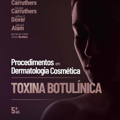 Capa de livro Procedimentos em Dermatologia Cosmética Toxina Botulínica com rosto feminino em silhueta
