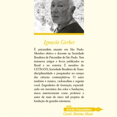Capa de livro com foto de homem idoso e texto em português sobre psicanálise