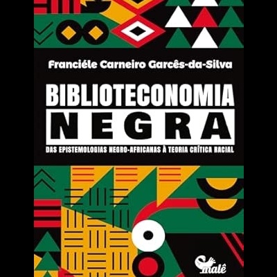 Capa do livro Biblioteconomia Negra com padrão geométrico colorido