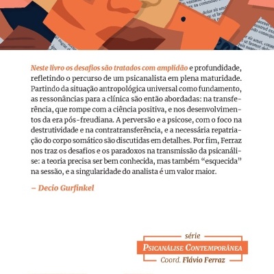Capa traseira do livro com ilustração abstrata e texto em português