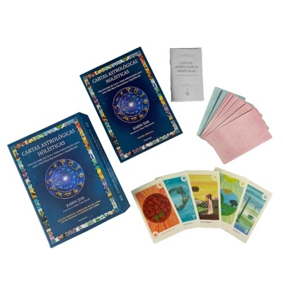 Conjunto de cartas de tarot Cartas Astrológicas Holísticas com caixa, livro e cartas coloridas