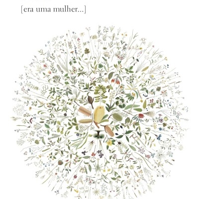 Capa de livro com ilustração de plantas e texto sobre Virginia Woolf