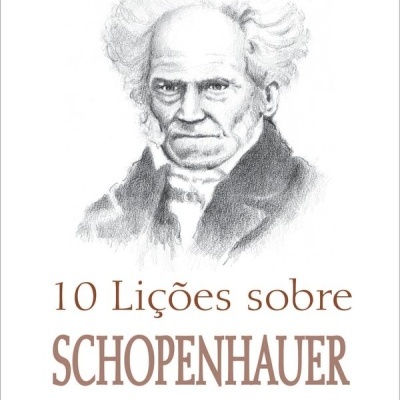 Capa de livro com ilustração a lápis de um homem idoso e título 10 Lições sobre Schopenhauer