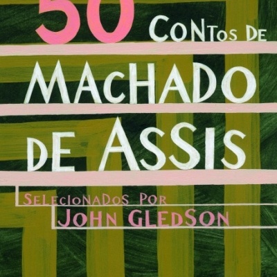 Capa de livro 50 Contos de Machado de Assis em verde e rosa
