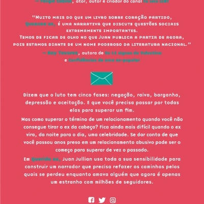 Contracapa de livro vermelha com texto em branco e azul e código de barras.