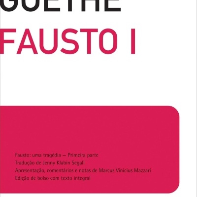 Capa do livro FAUSTO I de GOETHE com fundo branco e detalhe vermelho.