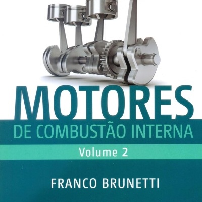 Capa de livro sobre motores de combustão interna com pistões metálicos