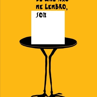 Capa de livro amarelo com ilustração preta e texto em português