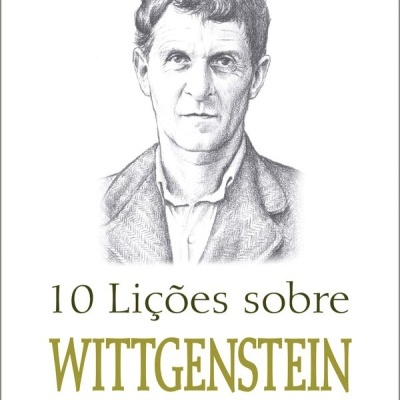 Capa de livro sobre Wittgenstein com retrato desenhado a lápis