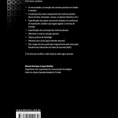 Verso de livro com texto em português, fundo preto e logotipo Blucher