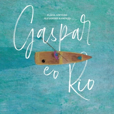 Capa de livro com ilustração de um barco e texto branco