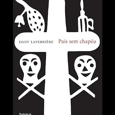 Capa de livro País sem chapéu com elementos gráficos em preto e branco e texto em vermelho e branco
