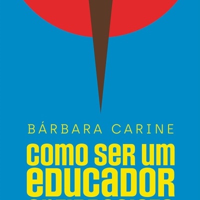 Capa de livro como ser um educador antirracista com design geométrico e texto amarelo em fundo azul