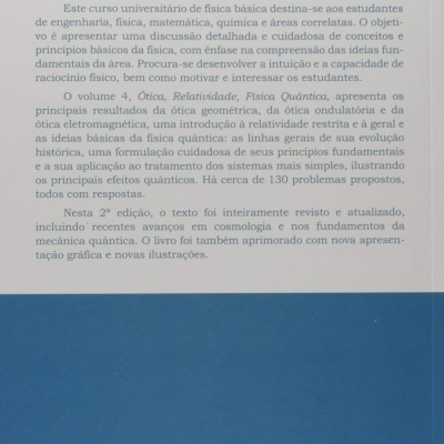 Contracapa de livro de física básica com texto explicativo e código de barras