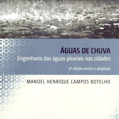 Capa de livro sobre engenharia das águas pluviais em cidades com gotas de chuva no topo.
