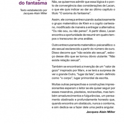 Capa traseira de livro O SEMINÁRIO livro 14 a lógica fantasma de Jacques Lacan