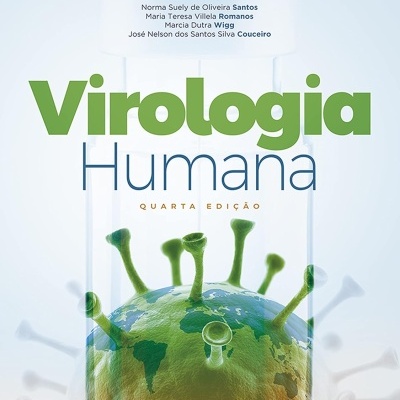 Capa de livro Virologia Humana com imagem de vírus em forma da Terra