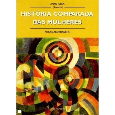 Capa do livro História Comparada das Mulheres com fundo amarelo e arte abstrata multicolorida