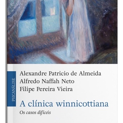 Capa de livro com pintura infantil e texto em português sobre psicanálise.