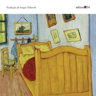 Capa do livro Absolutamente nada com ilustração de quarto com cama amarela e quadros na parede