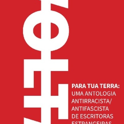 Capa de livro vermelho com texto branco em português
