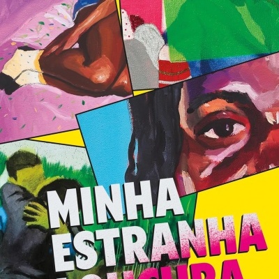 Capa de livro colorida com título Minha Estranha Loucura e nome do autor Evandro Luiz da Conceição