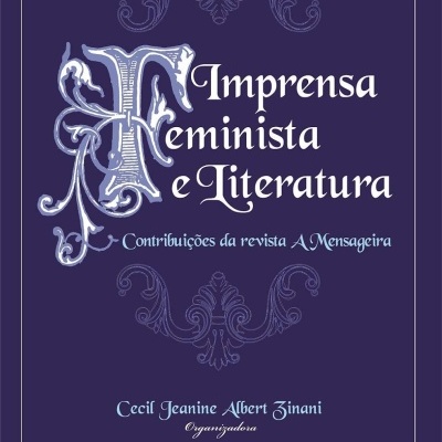 Capa de livro azul escuro com texto e ornamentos decorativos