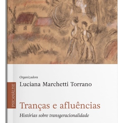 Capa do livro Tranças e afluências com ilustração em tons castanhos e bege e texto em fundo branco.