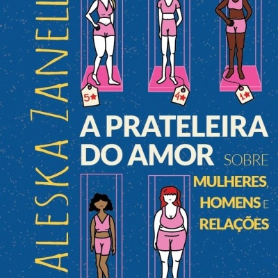Capa de livro ilustrada com cinco mulheres em plataformas rosas e texto em português