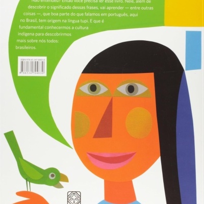 Capa de livro com ilustração colorida de mulher e pássaro com texto em balão verde