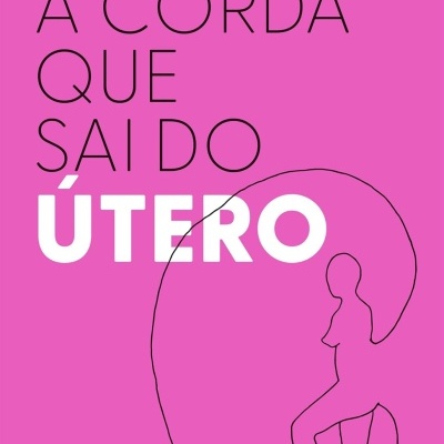 Capa de livro cor de rosa com texto e ilustração minimalista
