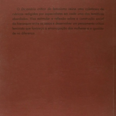 Livro capa castanha com texto sobre feminismo e logos na parte inferior