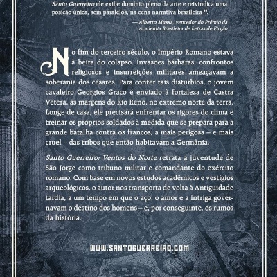 Contra-capa azul escura texturizada de um livro com texto, código QR e logotipo da editora Verus.