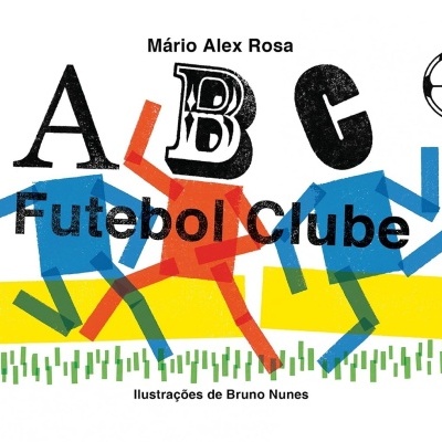 Capa do livro ABC Futebol Clube com três figuras humanas estilizadas e bola de futebol.