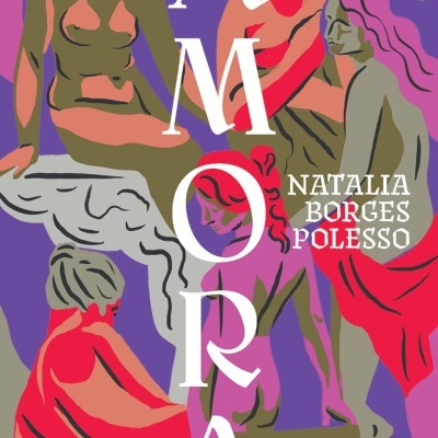 Ilustração de várias figuras femininas nuas com texto AMORA e Natalia Borges Polesso
