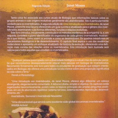 Contra-capa do livro Uma Introdução aos Invertebrados com texto descritivo e imagem de uma abelha.