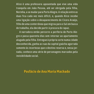 Verso de livro verde com texto em português e código de barras