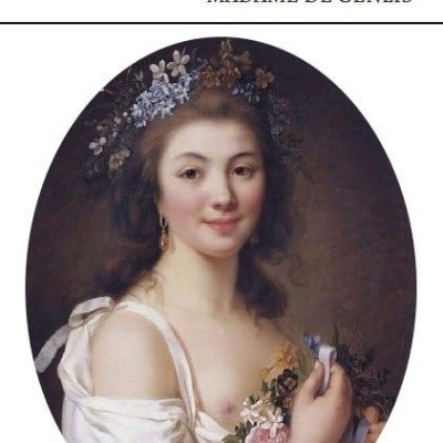 Capa do livro A mulher escritora de Madame de Genlis com pintura clássica de mulher jovem