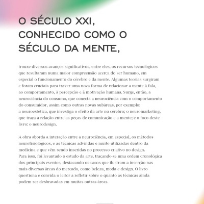 Contracapa de livro sobre neurociência e design com texto e código de barras